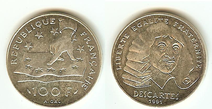 100 Francs René Descartes 1991 FDC